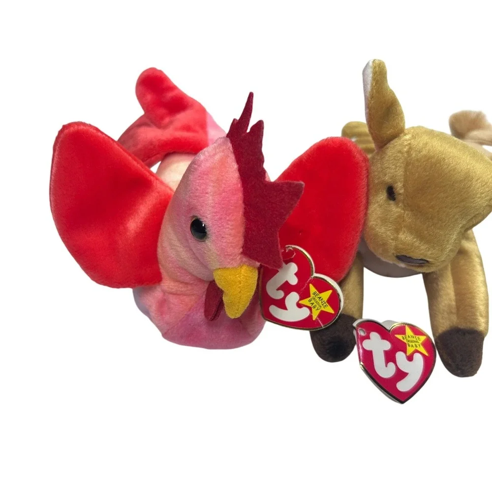 Ty Beanie‎ Babies Lot 5 Strut Whisper Roary Jabber Clubby Plush Toys Excellent